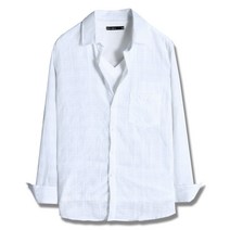 남성용 소프트 린넨 7부 셔츠