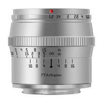 TTArtisan 50mm F1.2 소니 E마운트 APS C 렌즈, 실버