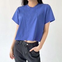 플랜데이 여성용 베이직 텐션 크롭 반팔티