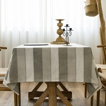 마켓에이 스트라이프 린넨 식탁보, 그레이, 110 x 170 cm