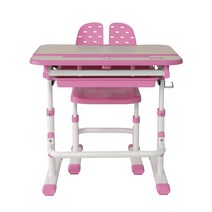 루나랩 어린이 높이 각도 조절 책상 + 의자 세트, 핑크
