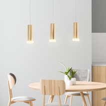 원하 펜던트 LED 일루전 슬림봉 주방등 3등 24W, 골드