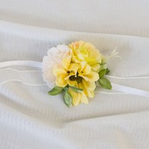 아티제이플라워 조화 파스텔 믹스 꽃팔찌, 옐로우