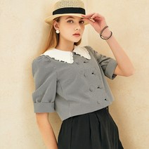DEBB 여성용 Cropped Houndstooth Shirt Jacket DEAMA0016