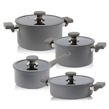 키친아트 인덕션 뷰티컬렉션 냄비세트 4개, 편수냄비 18cm + 양수 20cm + 양수 24cm + 전골 24cm, 그레이