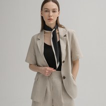 NAIN 여성용 린넨 네추럴 셋업 싱글 자켓 JK-2687