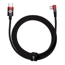 베이스어스 MVP2 엘보우 100W C to C 고속 충전 데이터 케이블, 2m, 블랙 + 레드