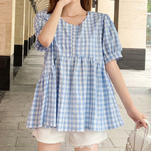 에이홉 임산부 체크무늬 블라우스