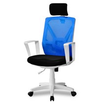 체어포커스 챔프 CMPW200 헤더형 의자, 화이트(바디) + 블루