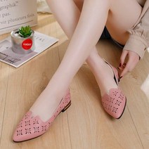 스틸레토 펀칭 가죽 편안한 캐주얼 플랫슈즈 PRDS118