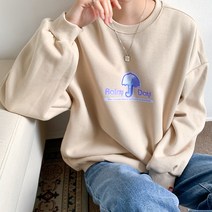 다꾸앙 여성용 오버핏 레이니데이 기모 맨투맨 D10DKA_YM3258