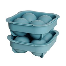 실리가든 원형 4구 빅볼파스텔 실리콘 얼음틀 2종 세트, 스카이블루, 스카이블루