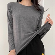 여성용 히트업 라운드 기모 티셔츠