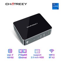 Chatreey-미니 pc i7 10510U i5 10210U Nvme SSD 윈도우즈 11 게임용 데스크탑 컴퓨터 2xGigabit 이더넷, 04 i7-10510U_03 UK, 08 64G Ram 1TB SSD