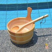 나무바가지 우드 사우나 바가지 숟가락 원목 손잡이, 나무 숟가락 나무통 속 쓸개 한