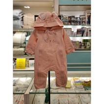 압소바 특가세일 봄 가을 간절기 양문 지퍼로 입고벗기편한 신생아 후드 래빗 우주복 손발싸개 기능 압소바 AT122215래빗우주복