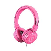 Kids Headphones-noot products K22 접이식 스테레오 엉킴 방지 5ft 긴 코드 3.5mm 잭 플러그인 iPad/AmazonKindle Fire/Girls/, 플라밍고 핑크 그레이