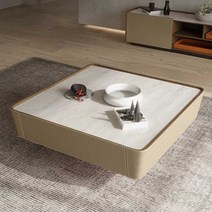 거실 사각테이블 쇼파 좌식 커피 테이블 부부테이블, 티 100x100cm 안장가죽
