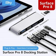 ISky for crosoft Surface Pro8 어댑터 프로 8 표면 독 스테이션 USB TF 허브 포트 복제기, Silver-HDMI