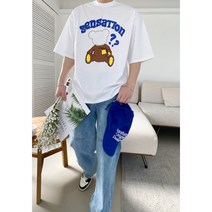 남자 아이스 분또 곰돌이 반팔티셔츠 쿨티 목안늘어나는