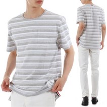 [톰브라운] 스트라이프 포켓 반팔 티셔츠 MJS165A 065