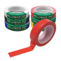 다이써 로켓197 질긴 PVC 라인테이프 6종 폭25mm 30M 마스킹 선테이프 바닥, 검정, 1개