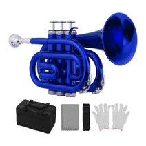 muslady mini pocket trumpet bb flat 황동 ​​소재 wind, 협력사, 푸른
