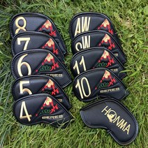 HONMA 아이언 드라이버 우드 골프 클럽 보호 커버 세트 혼마 보호캡, 블랙 아이언 세트