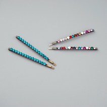 스와로브스키 버니싱 일자 실핀 (1쌍) 6.8cm 16color 큐빅 보석머리핀