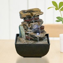 실내분수대 미니 인테리어 인공 폭포 계곡 가정용 조각 조명 집들이 선물, 회색벽돌