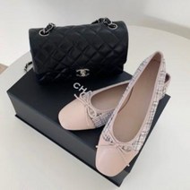 (무배)(제작) 고급 트위드 콤비 배색 데일리 사계절 플랫슈즈 수제화