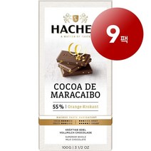 Hachez 하세스 독일 직배송 카카오 마라카이보 오렌지 크로칸트 초콜릿 바 100g Cocoa Maracaibo Orange Krokant schokolade, 9팩