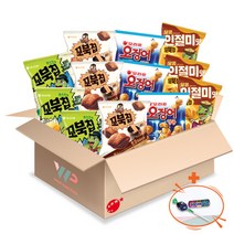 오리온 과자 세트 미니 과자 꼬북칩 3개+초코츄러스 맛 3개+인절미 맛 3개+오징어 땅콩 3개 총 12개입 사무실 과자세트 미니멘토스+투시팝사탕 사은품 2종 증정, 미니 과자 4종류 x 3개 총12개 낱개 포장