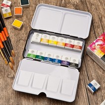 문교 12색 수채화 고체 물감 팔레트 일체형 고학년 학용품, 단품, 단품