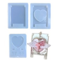 레진아트재료 키트 세트 몰드 스탠딩 플레이트 수지 키트 그림 프레임 실리콘 몰드 DIY 쥬얼리 캐스팅 하트 키체인 펜던트 에폭시 몰드122811, 1
