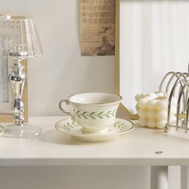 시라쿠스 커피잔 세트 블루로렐 그린로렐 예쁜 도자기 빈티지 앤틱 찻잔 홍차잔, 그린/커피잔세트200ml