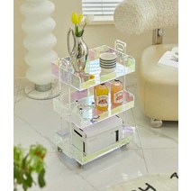 NORCHAIR 아크릴 선반 거실 이동식 트레이 이동식 테이블, 3레이어