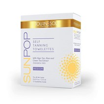 Tournesol SunPop 셀프 태닝 타월 5개입 (다크) 알로에 베라 녹차 주입 바디 티슈 최고의 햇빛 없는 태너 전신 페이스 쉬운 줄무늬 프리 부착