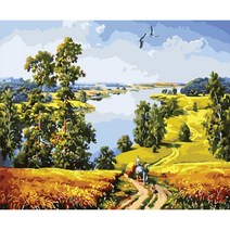 리빙듀오 DIY 쉬운 명화 유화그리기 세트 A-103 시골 풍경 중형 40x50, A-103 시골 풍경 40x50