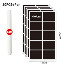방풍비닐 외풍 pvc 차단 커튼 천막 항아리 라벨 칠판 지울 수 있는 향신료 스티커 정리함 가정용 공예 주방 병 태그 펜 포함 5 매, 50pcs 1 shape