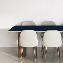 어나더 양면 가죽 방수 식탁보 모서리라운딩5mm, 80 x 180 cm, 네이비 + 옐로우
