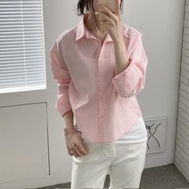 여자 화이트 세미크롭 봄코디 남방 데일리 무지 셔츠
