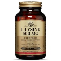 솔가 L-라이신 500mg 글루텐 프리 무설탕 베지터블 캡슐, 100개입, 1개