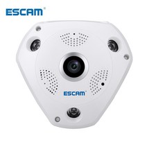 영어 매뉴얼 영어 책 ESCAM Shark QP180 960P IP VR 카메라 WiFi 네트워크 Fisheye 1.44mm 360 Wi-Fi 카메라 CCTV 카메라 지원, 64G 카드 추가, 미국 플러그