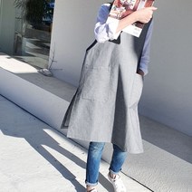 방가지똥 앞치마 통원피스 청2미리 스트라이프 앞치마