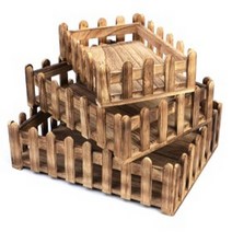 베이커리 사각 나무 트레이 3P 세트 스낵박스 브런치 혼술 전통찻집 카페창업, 울타리형