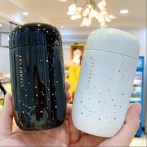LED 보온병 마호병 등산 산악 온도 표시 오래가는 스텐 뚜껑 열 진공 커피 조건 보온병 starry mini small capacity 304 스테인레스 스틸 보온병 누수, 검은색, 200ml