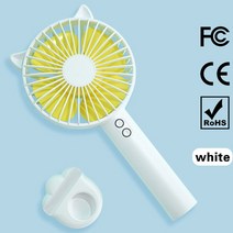 무시동에어컨 차량용 화물차용 가정용 무시동에어컨 이동식미니 휴대용 팬 전기 휴대용 홀드, 고양이 귀 흰색