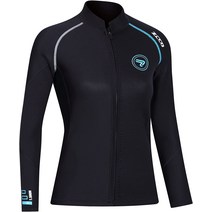 프리다이빙슈트 웻슈트 웻수트 Wetsuit Top 남성용 1.5mm 네오프렌 잠수복 재킷 전면 지퍼 긴소매 수영, 02 Women Black_05 Medium