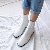 스티치 스퀘어 스판 가죽 앵클부츠 3cm 5cm